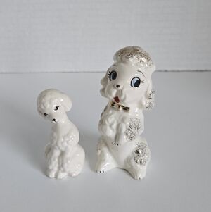 2 Vintage 1950s Ceramic Poodles, small figurines